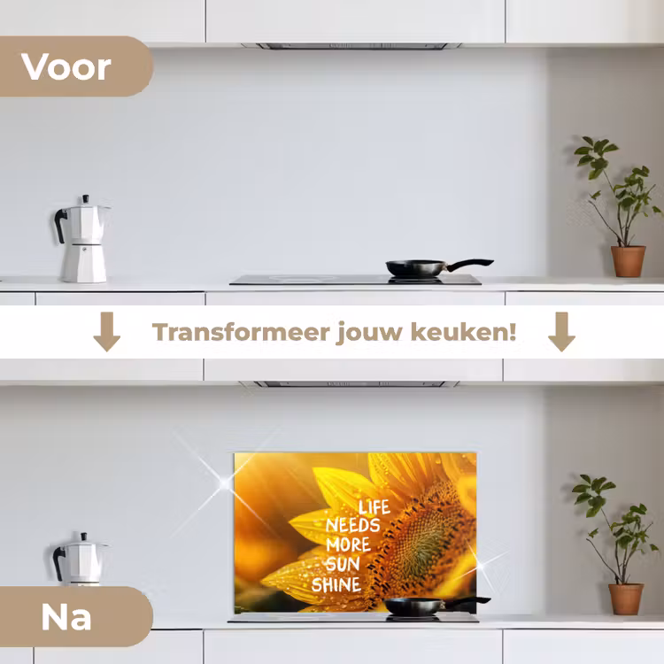 Spatscherm keuken - Zonnebloem - Close up - Geel - Quote — 3