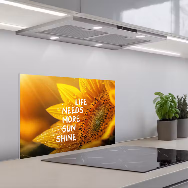 Spatscherm keuken - Zonnebloem - Close up - Geel - Quote — 5