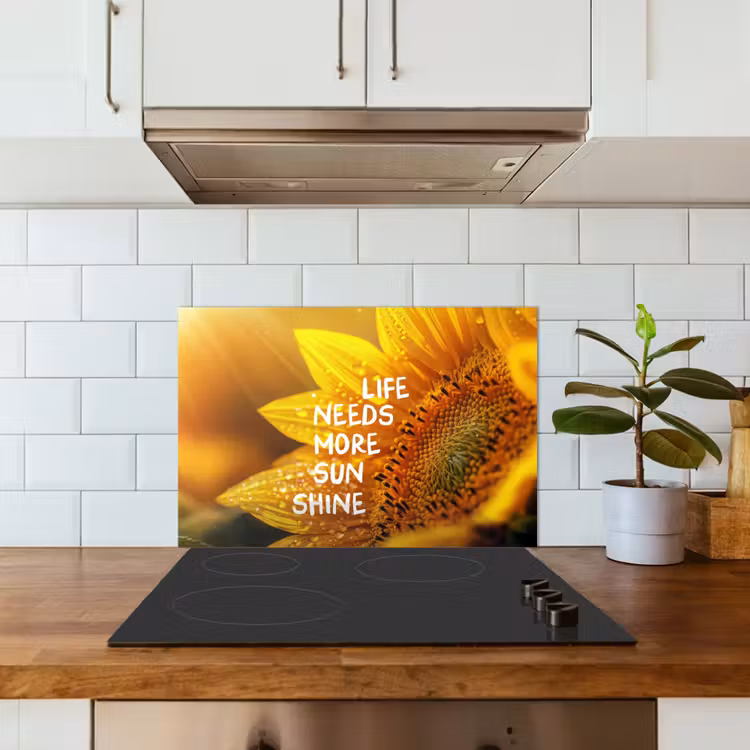 Spatscherm keuken - Zonnebloem - Close up - Geel - Quote — 6
