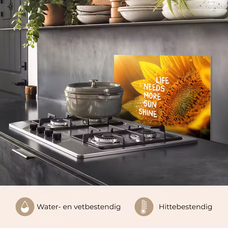 Spatscherm keuken - Zonnebloem - Close up - Geel - Quote — 7