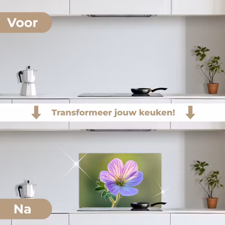 Spatscherm keuken - Bloem - Close up - Paars — 3