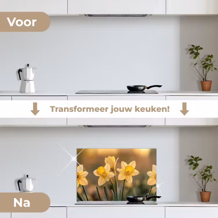Spatscherm keuken - Bloemen - Geel - Wazig — 3