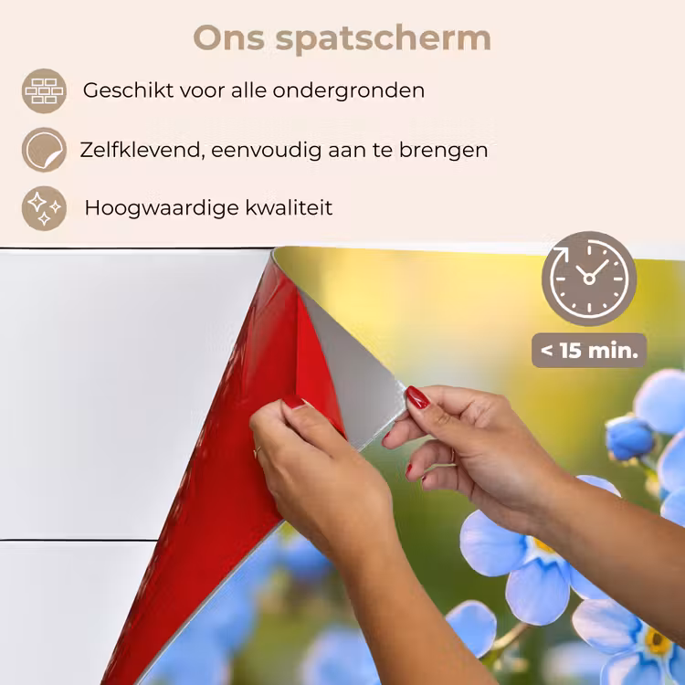 Spatscherm keuken - Bloemetjes - Blauw - Vergeet mij nietjes — 4