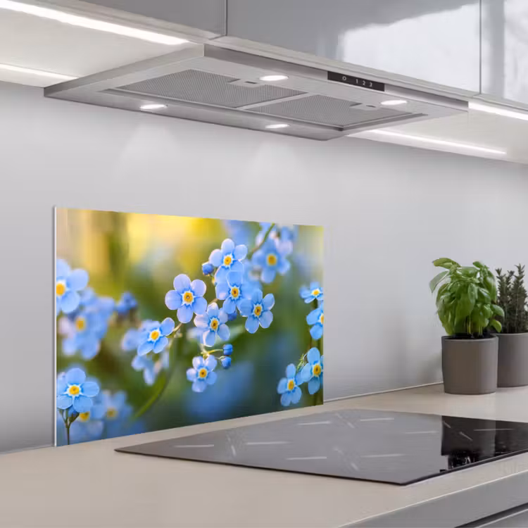 Spatscherm keuken - Bloemetjes - Blauw - Vergeet mij nietjes — 5