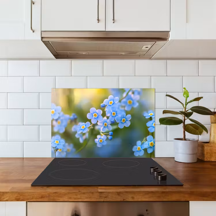 Spatscherm keuken - Bloemetjes - Blauw - Vergeet mij nietjes — 6