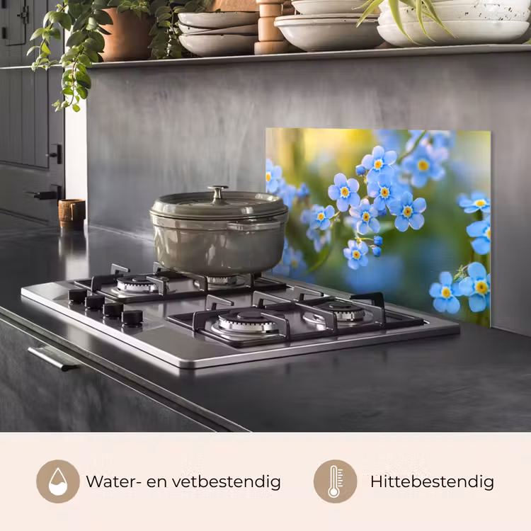 Spatscherm keuken - Bloemetjes - Blauw - Vergeet mij nietjes — 7