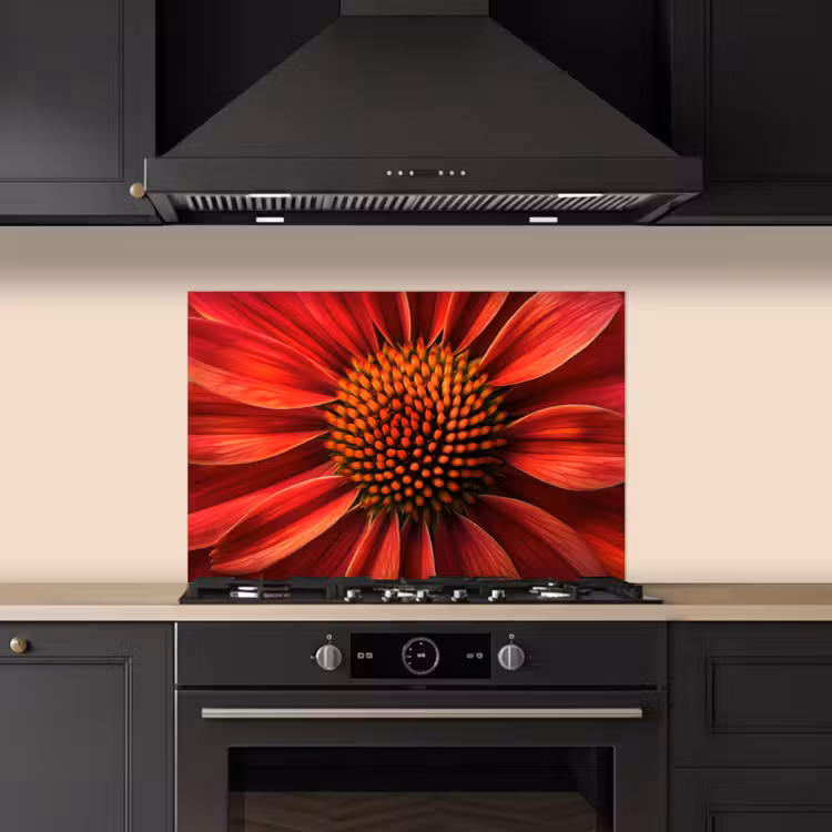 Spatscherm keuken - Close up - Bloem- Rood — 2