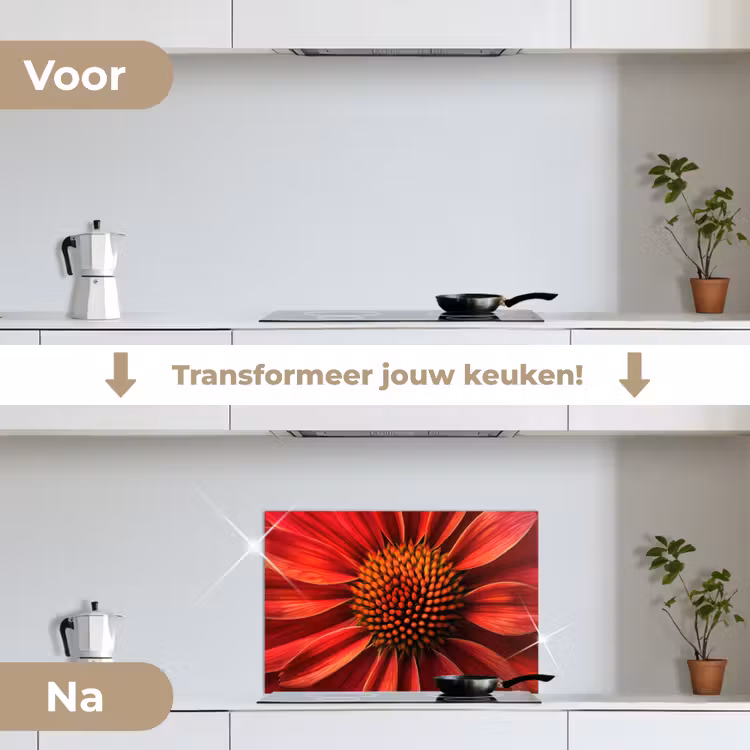 Spatscherm keuken - Close up - Bloem- Rood — 3