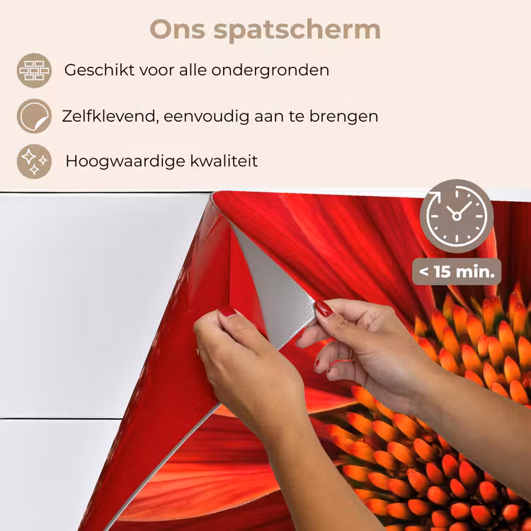 Spatscherm keuken - Close up - Bloem- Rood — 4
