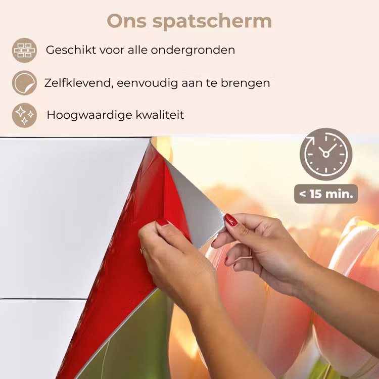 Spatscherm keuken - Tulpen - Roze - Zonnestralen — 4