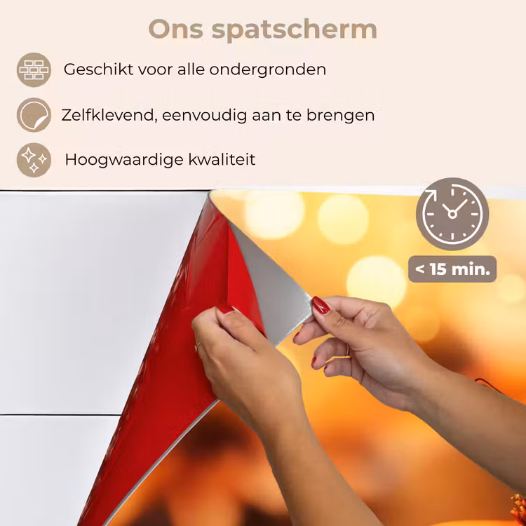Spatscherm keuken - Vlinder - Bloemen - Oranje — 4