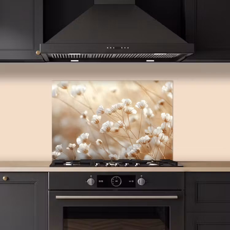 Spatscherm keuken - Wilde - Bloemen - Wit — 2