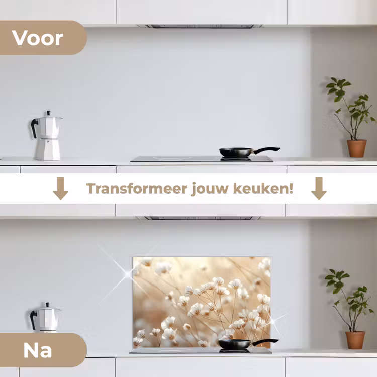 Spatscherm keuken - Wilde - Bloemen - Wit — 3