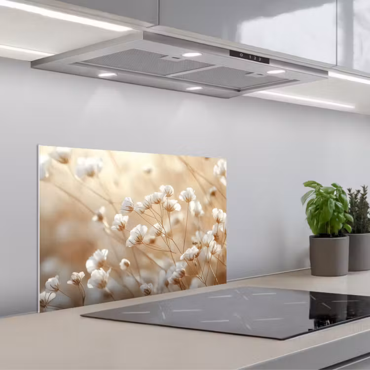 Spatscherm keuken - Wilde - Bloemen - Wit — 5
