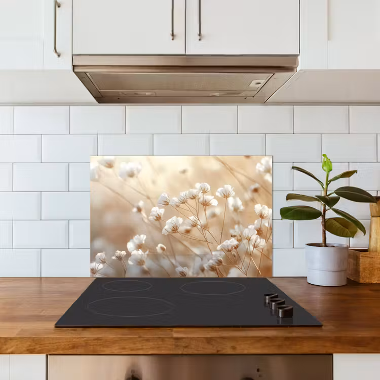 Spatscherm keuken - Wilde - Bloemen - Wit — 6