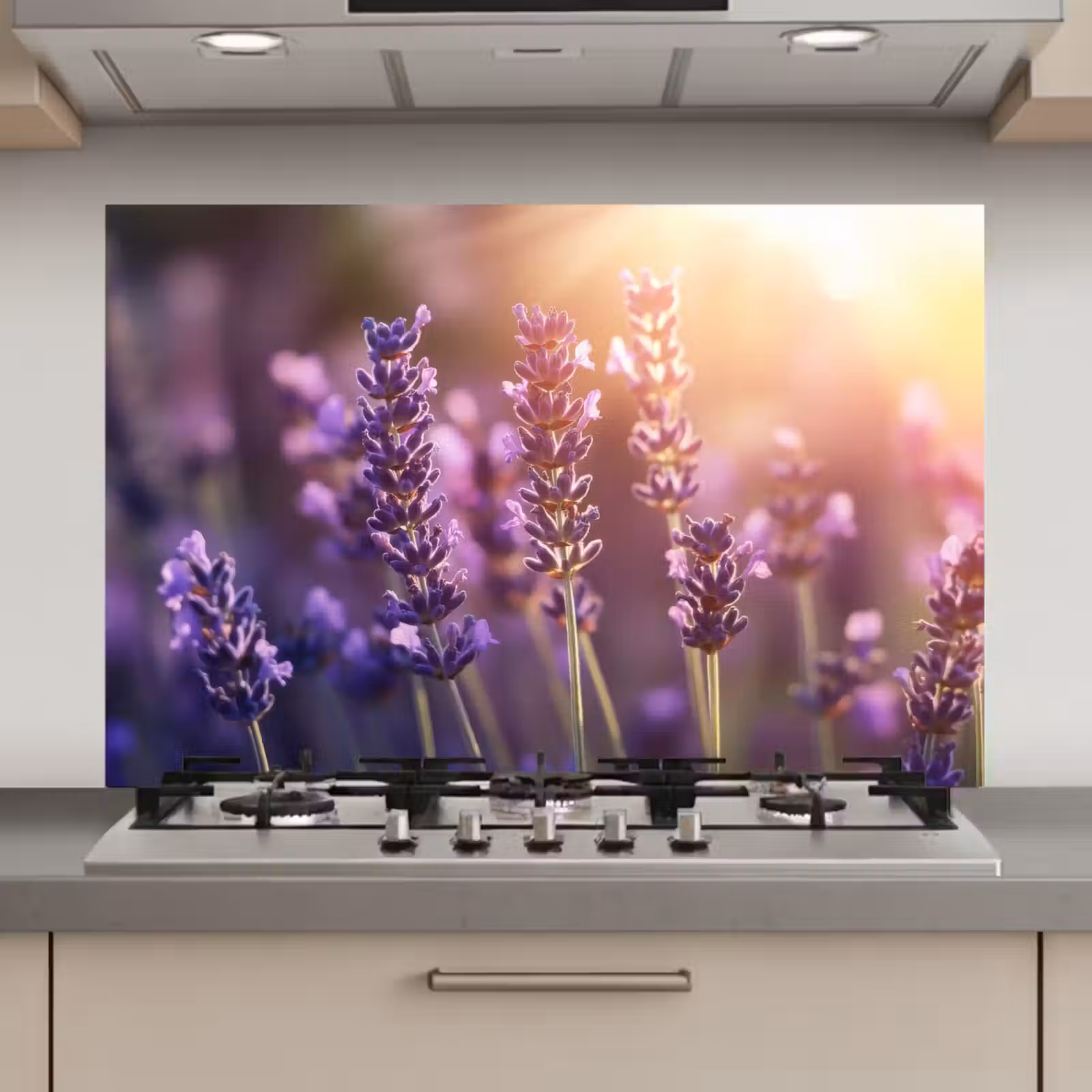 Spatscherm keuken - Lavendelbloemen - Paars - Zonlicht — 1
