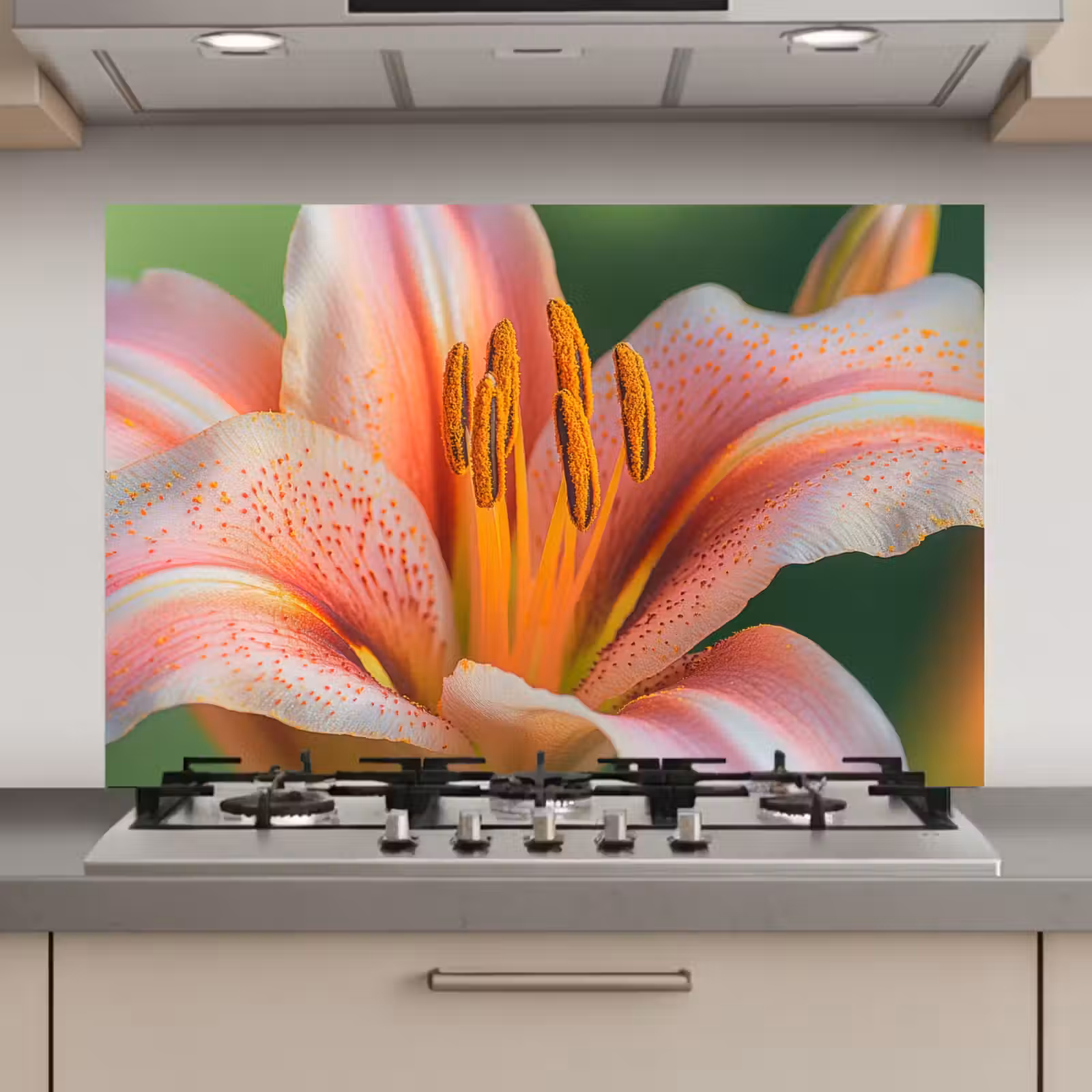 Spatscherm keuken - Lelie - Close up - Lichtroze — 1