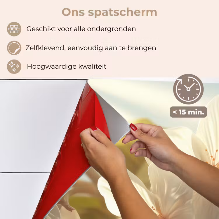 Spatscherm keuken - Bloesems - Wit - Zonnestralen - Bloemblaadjes — 4