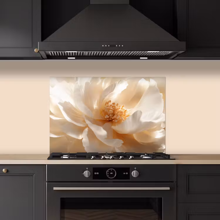 Spatscherm keuken - Close up - Pioenroos - Wit — 2