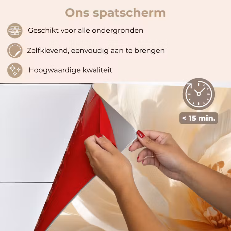 Spatscherm keuken - Close up - Pioenroos - Wit — 4