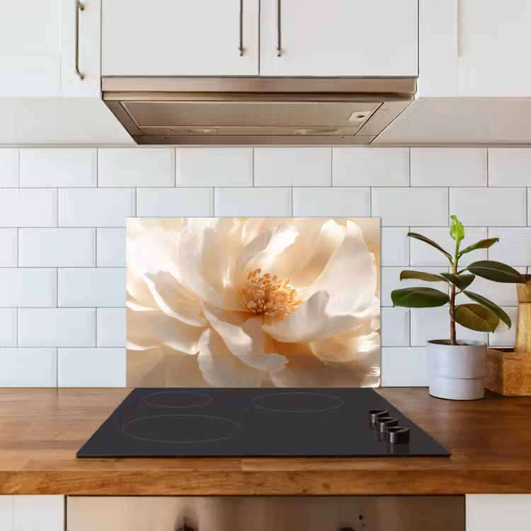 Spatscherm keuken - Close up - Pioenroos - Wit — 6