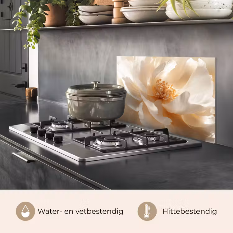 Spatscherm keuken - Close up - Pioenroos - Wit — 7