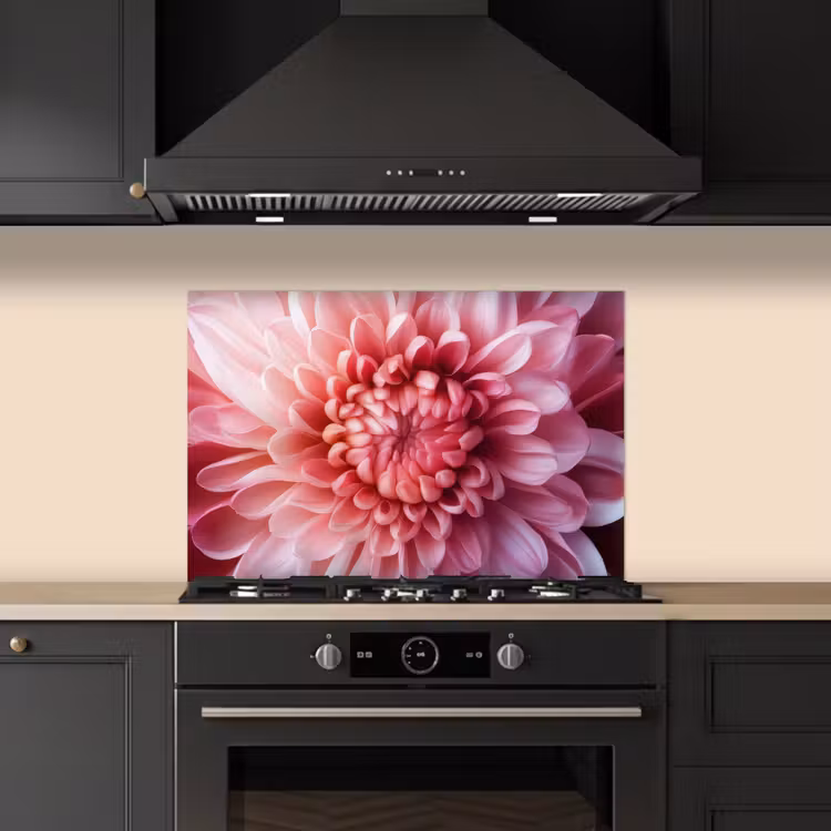 Spatscherm keuken - Dahlia - Bloem - Close up - Roze — 2