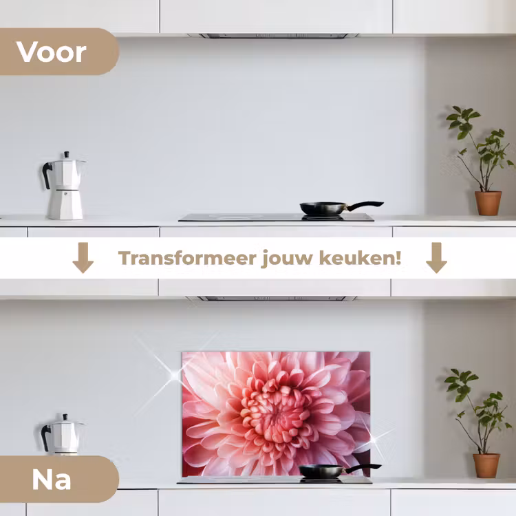 Spatscherm keuken - Dahlia - Bloem - Close up - Roze — 3