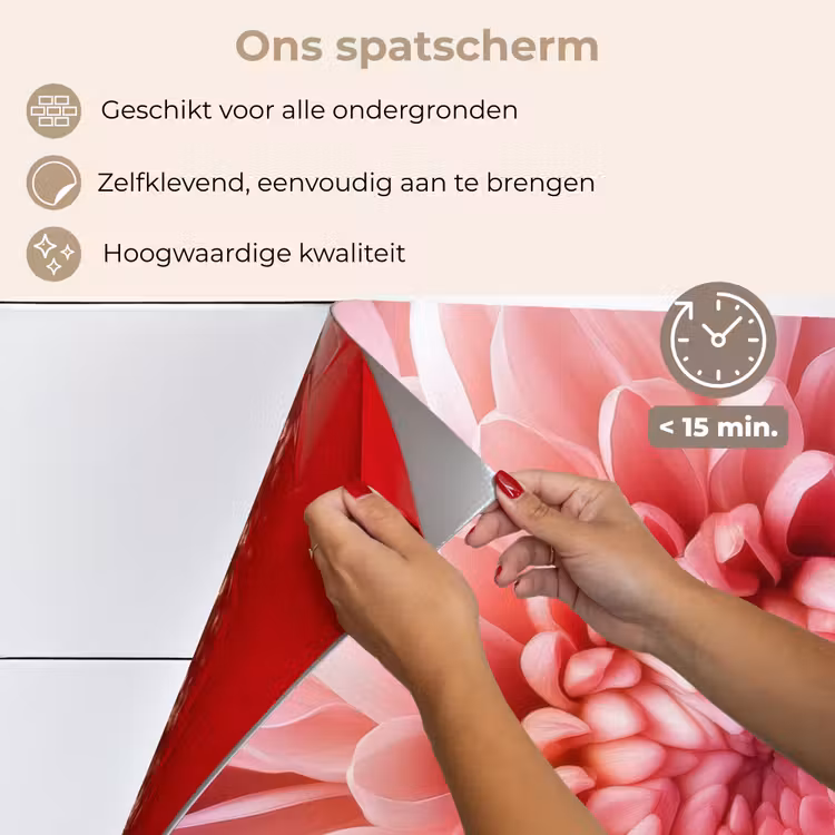 Spatscherm keuken - Dahlia - Bloem - Close up - Roze — 4