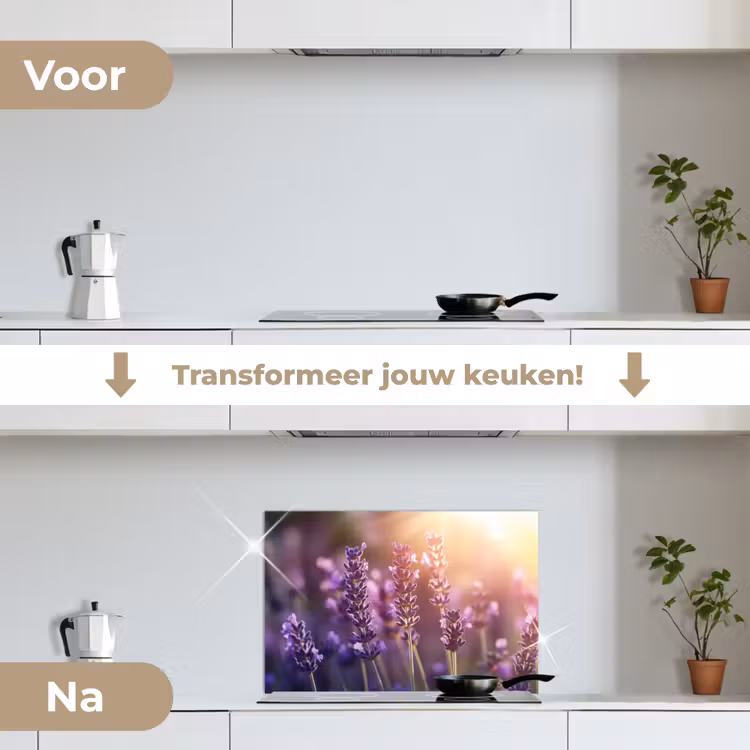 Spatscherm keuken - Lavendelbloemen - Paars - Zonlicht — 3
