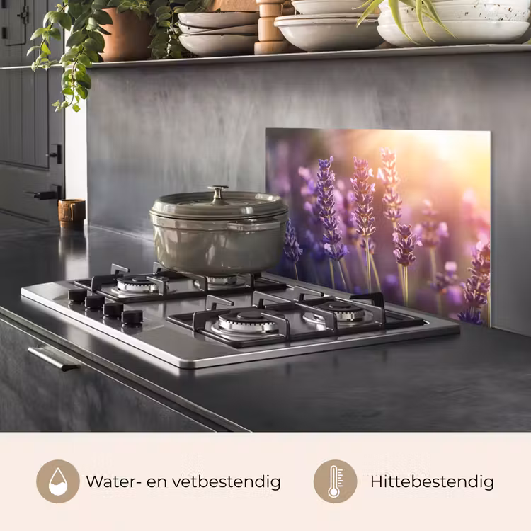 Spatscherm keuken - Lavendelbloemen - Paars - Zonlicht — 7