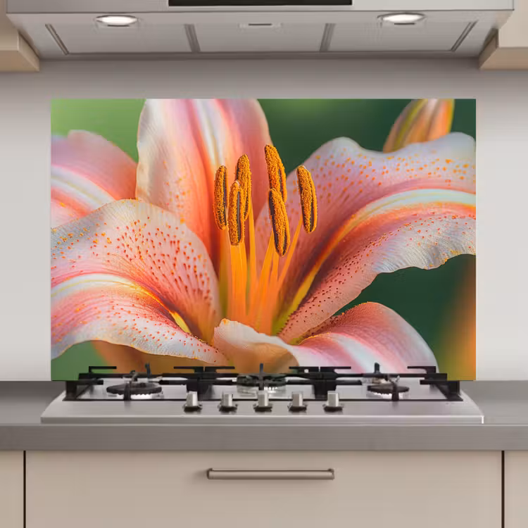 Spatscherm keuken - Lelie - Close up - Lichtroze — 1