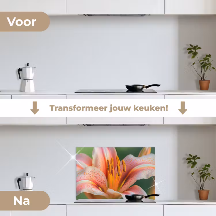 Spatscherm keuken - Lelie - Close up - Lichtroze — 3