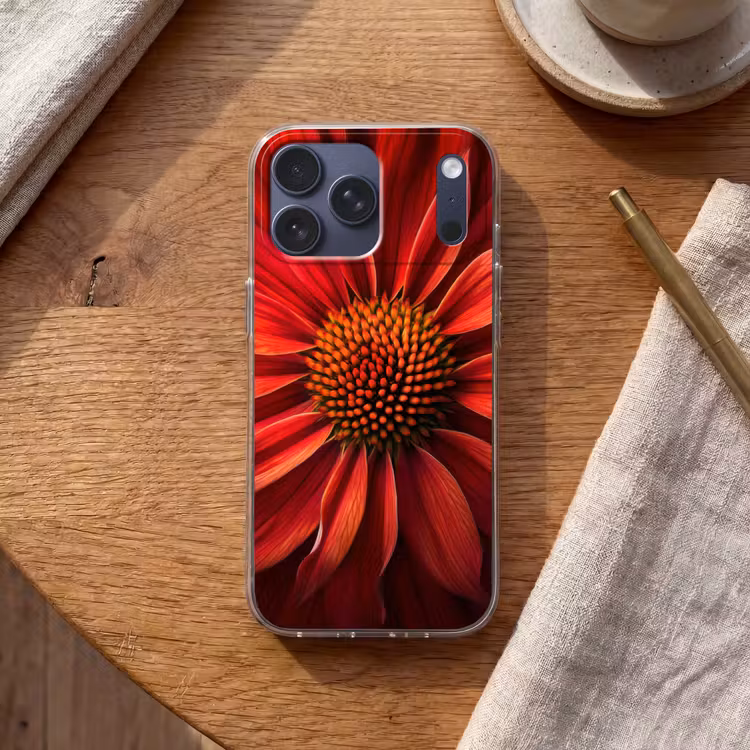 Telefoonhoesje Softcase - Close up - Bloem- Rood — 2