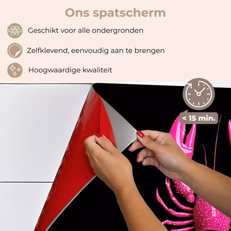 Spatscherm keuken - Kreeft - Felroze - Stippen - Opvallend — 4