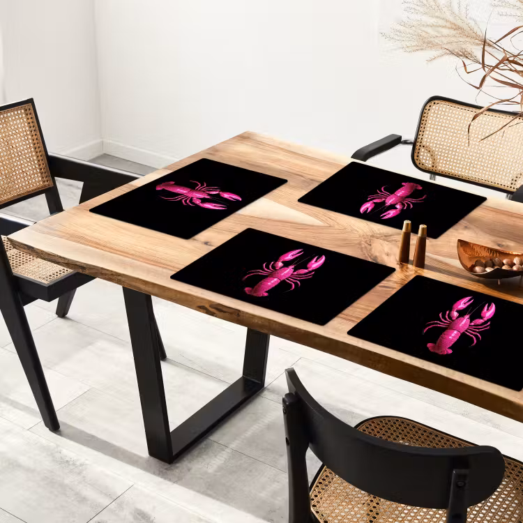 Placemat - 6 stuks - Kreeft - Felroze - Stippen - Opvallend — 5