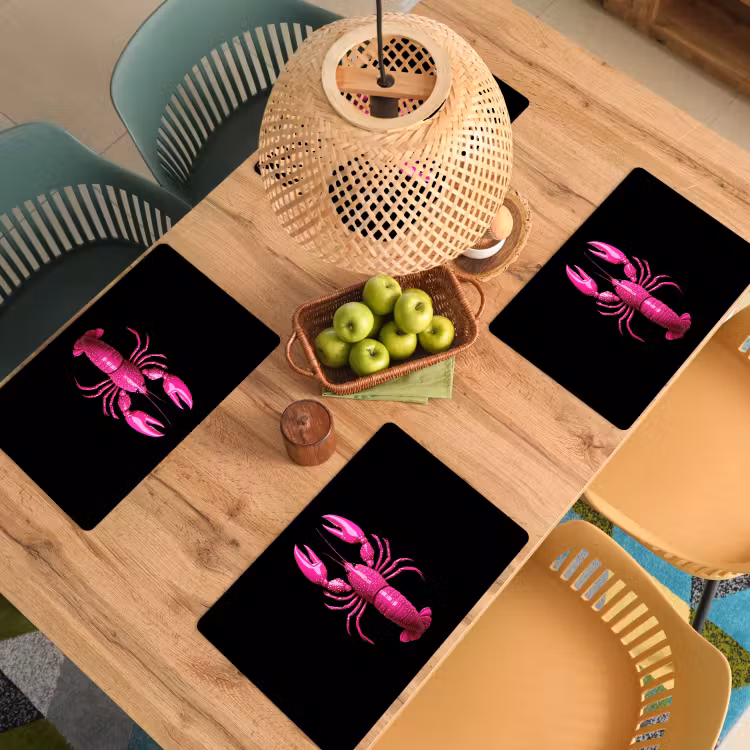 Placemat - 6 stuks - Kreeft - Felroze - Stippen - Opvallend — 6