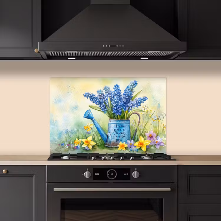 Spatscherm keuken - Lavendelbloemen - Quote - Gieter — 2