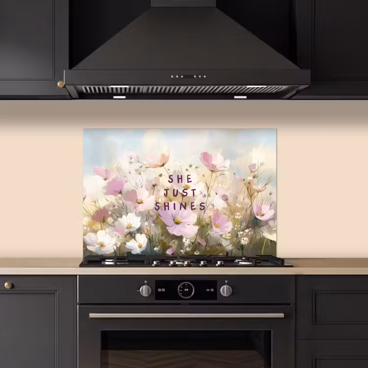 Spatscherm keuken - Quote - Bloemen - Schilderachtig — 2