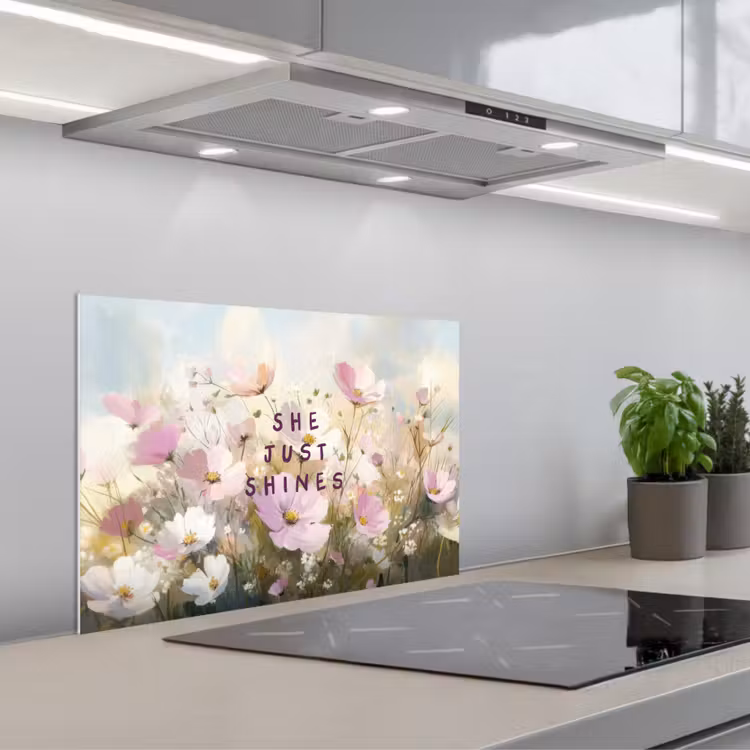 Spatscherm keuken - Quote - Bloemen - Schilderachtig — 5