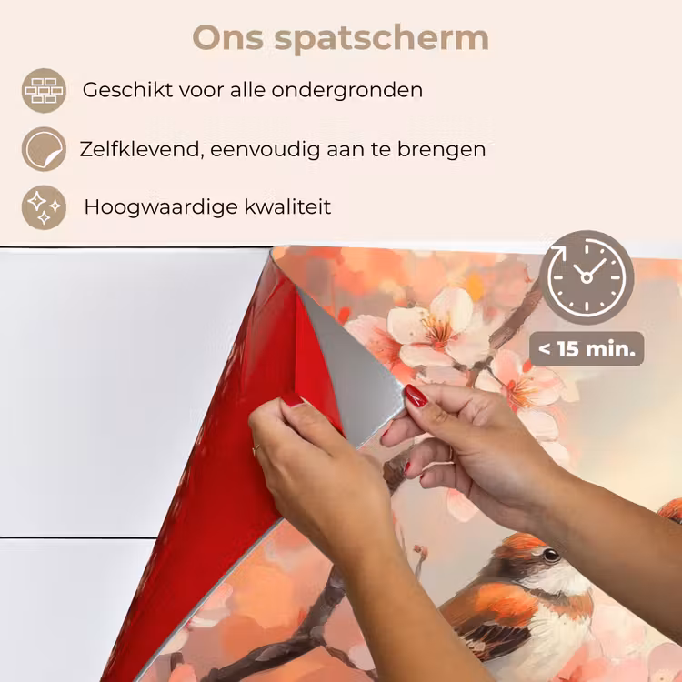 Spatscherm keuken - Vogels - Romantic - Bloesemtak — 4