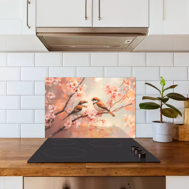 Spatscherm keuken - Vogels - Romantic - Bloesemtak — 6