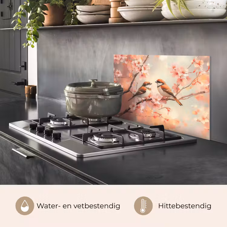 Spatscherm keuken - Vogels - Romantic - Bloesemtak — 7