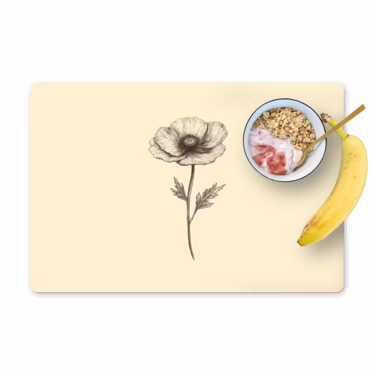 Placemat - 6 stuks - Klaproos - Illustratie - Zwart — 1