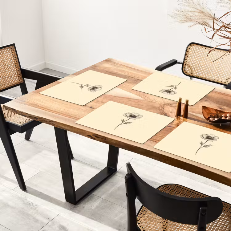 Placemat - 6 stuks - Klaproos - Illustratie - Zwart — 5