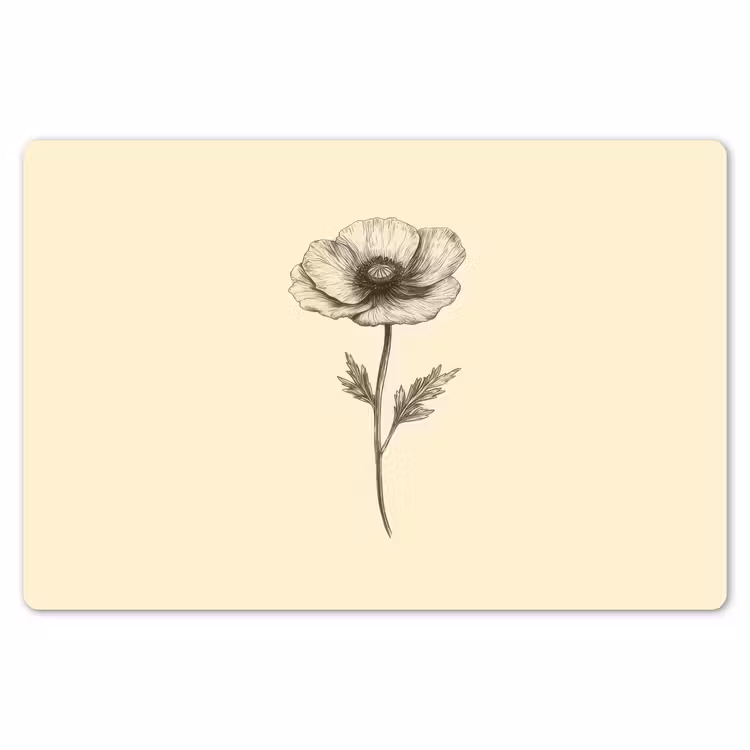 Placemat - 6 stuks - Klaproos - Illustratie - Zwart — 7