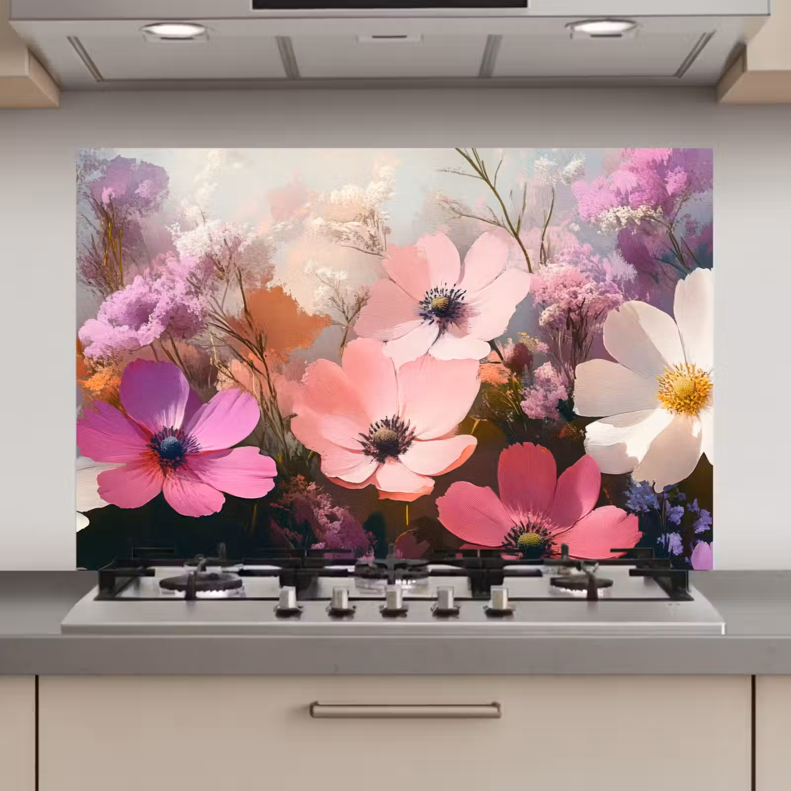 Spatscherm keuken - Bloemen - Kleurrijk - Bloei — 1