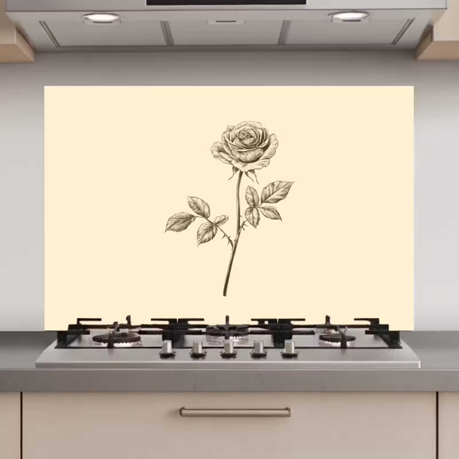 Spatscherm keuken - Illustratie - Zwart - Roos — 1