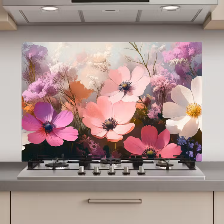 Spatscherm keuken - Bloemen - Kleurrijk - Bloei — 1