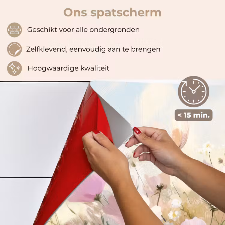 Spatscherm keuken - Bloemenveld - Lichte tinten - Geschilderd — 4